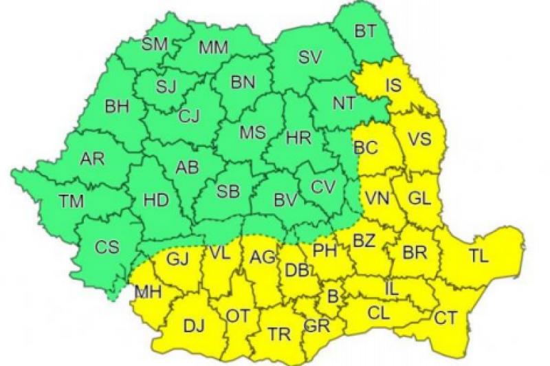 ANM. A lansat Cod Galben de caniculă, dar și ploi torențiale, pentru aproape toată România