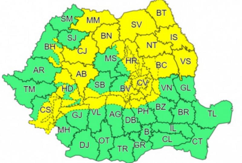 ANM. A lansat Cod Galben de caniculă, dar și ploi torențiale, pentru aproape toată România