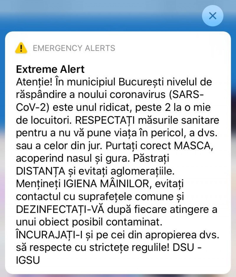 DSU a trimis alertă în zonele cu rata mare de COVID