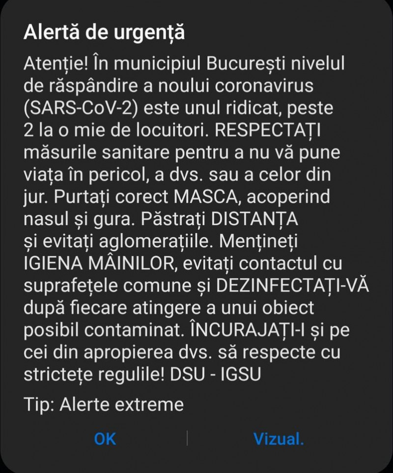 DSU a trimis alertă în zonele cu rata mare de COVID