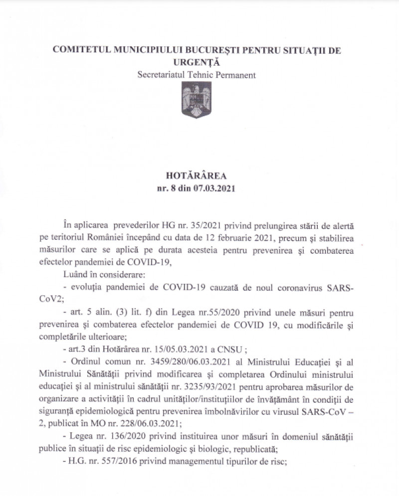 CMBSU a anunțat că închid din nou, în Capitală