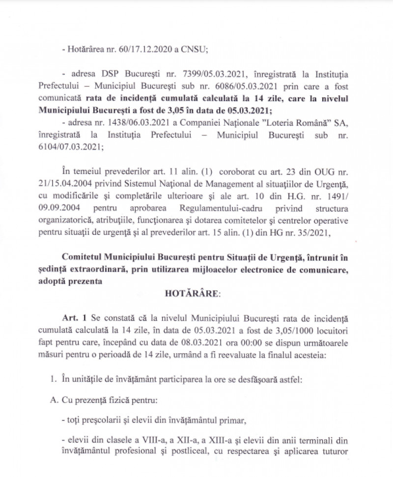 CMBSU a anunțat că închid din nou, în Capitală