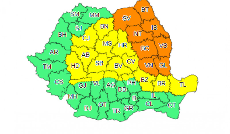 Temperaturi de 41 de grade și furtuni violente în jumătate de țară. Cod portocaliu și galbene anunță meteorologi