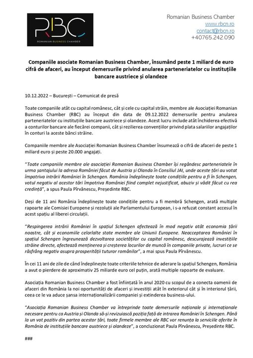 Toate companiile cu capital românesc şi capital străin, membre RBC