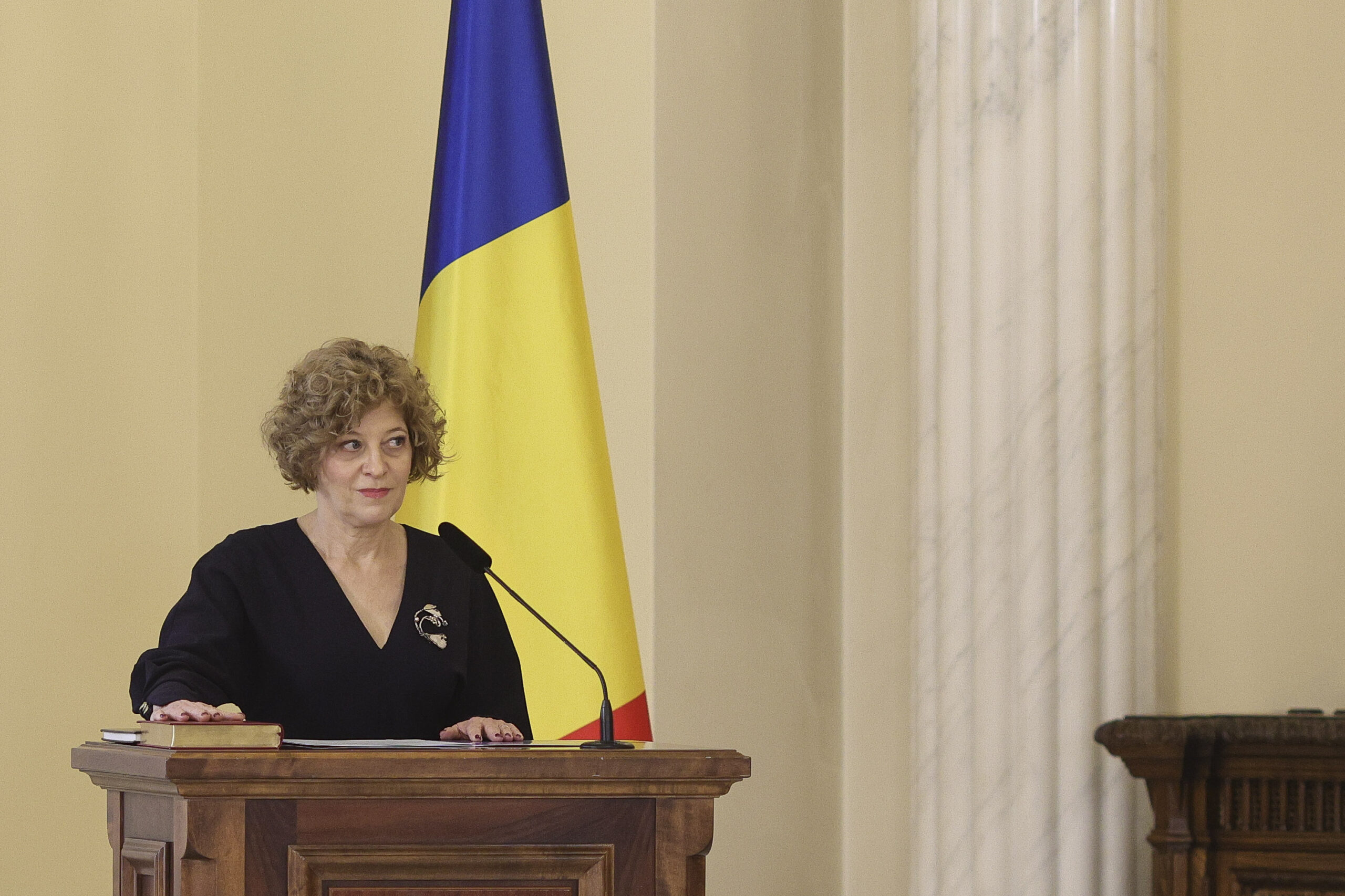 Oana Gheorghiu a preluat funcția de vicepremier în absența reprezentanților PSD la ceremonie.