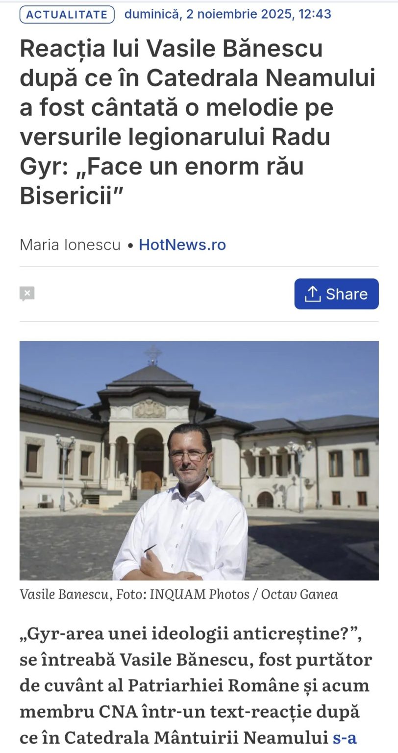 Melodia Avem o țară de la Catedrala Națională NU este creația lui Radu Gyr